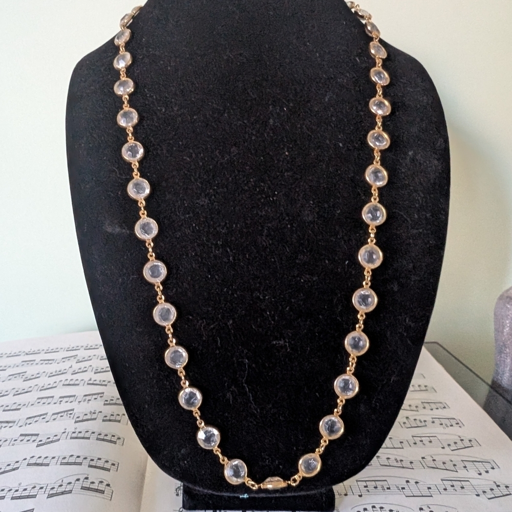 Vintage Goldtone And Clear Gemstone Necklace